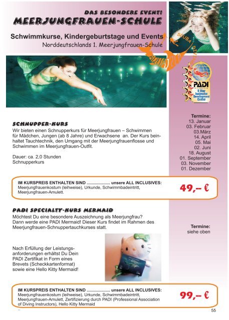 Aquatica Wassersport - Tauchprogramm 2016