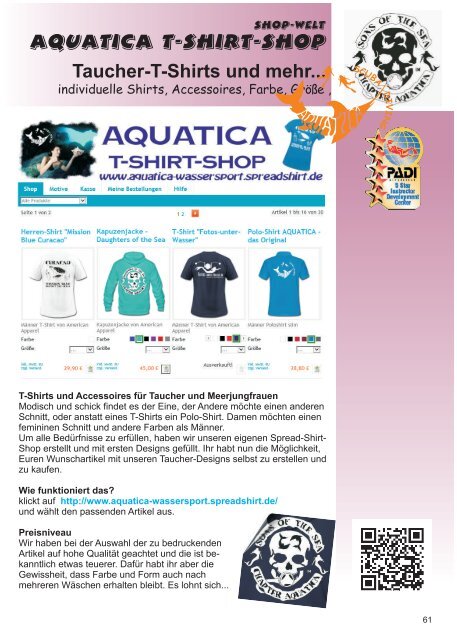 Aquatica Wassersport - Tauchprogramm 2016