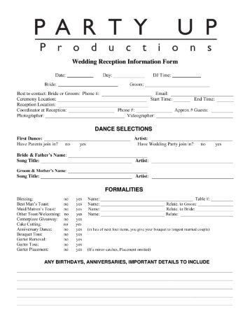 Wedding information Form 