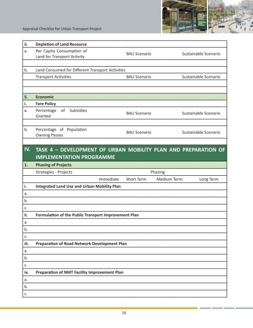 Appraisal Checklist for Urban Transport Projects