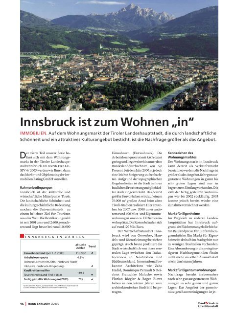 Innsbruck ist zum Wohnen - Immobilien Rating GmbH