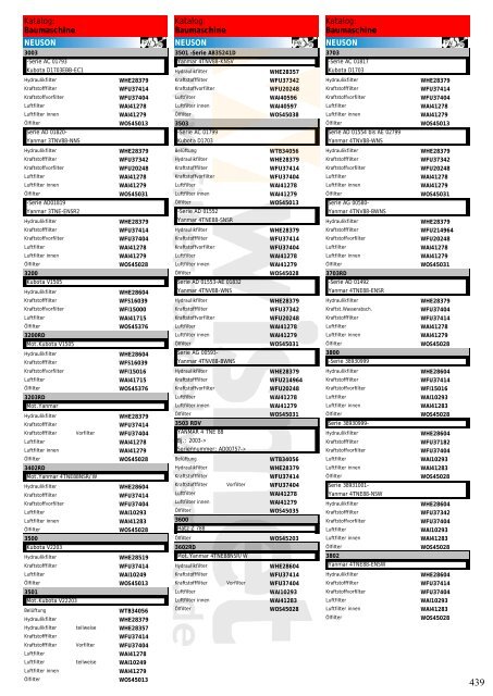 Filterkatalog Baumaschinen