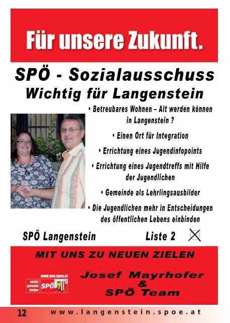 L angensteiner N achrichten Nahversorger fix für ... - SPÖ Langenstein