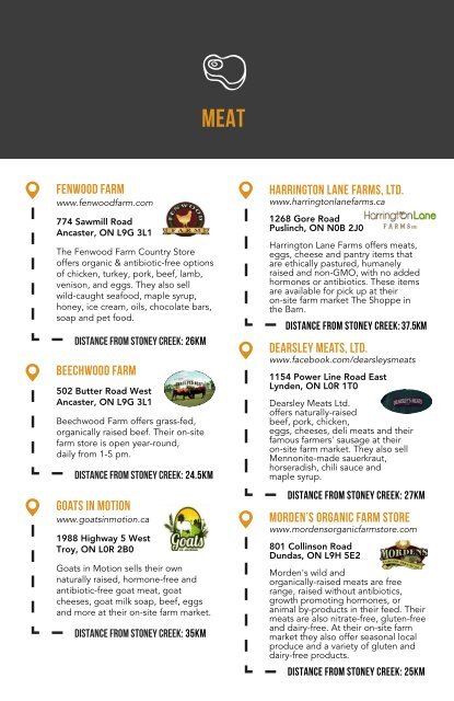 Local Food Guide - Stoney Creek Campus