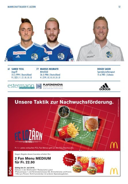 FC LUZERN Matchzytig N°11 15/16 (WSC 1/2) 