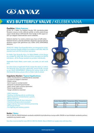 KV3 BUTTERFLY VALVE / KELEBEK VANA - Sanpar Ltd.