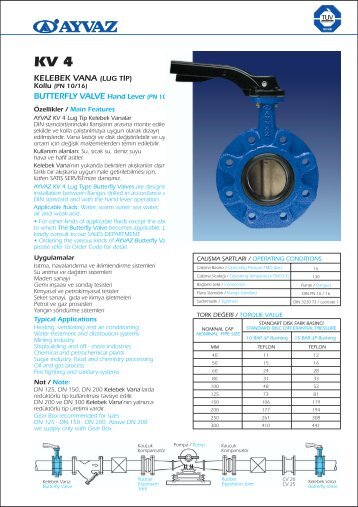 KV 4 KELEBEK VANA (Lug tip) BUTTERFLY VALVE - Sanpar Ltd.