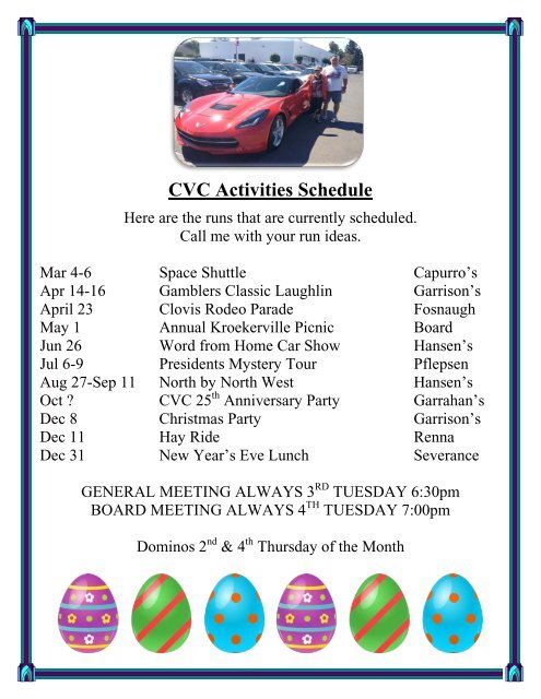 Centra Valley Corvettes - March 2016