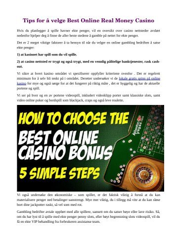 Tips for å velge Best Online Real Money Casino