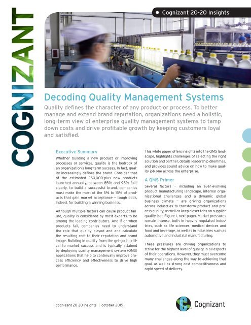 • Decoding Quality Management Systems