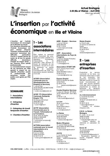 (35) L'insertion par l'activité économique en - CRIJ Bretagne