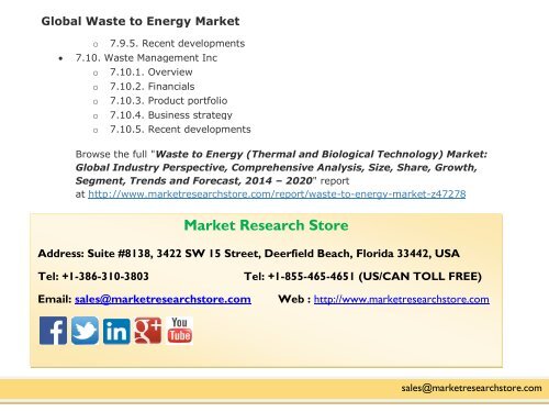 Global Waste to Energy Market