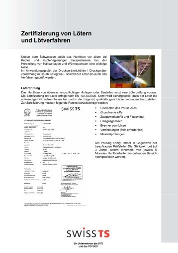 Zertifizierung von Lötern und Lötverfahren - Wolf (Schweiz) AG