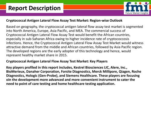 Cryptococcal Antigen Lateral Flow Assay Test Market