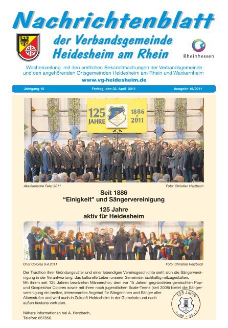 “Einigkeit” und Sängervereinigung 125 Jahre aktiv für Heidesheim