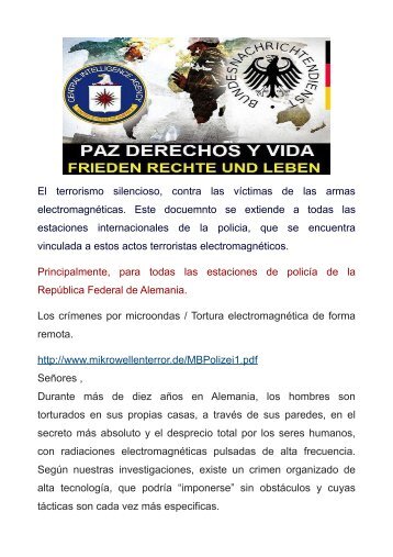 URGENTE-A TODAS LAS ESTACIONES DE LA POLICIA NACIONAL E INTERNACIONAL-TORTURA ELECTROMAGNETICA