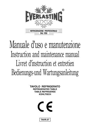 MANUALE TAVOLO REFRIGERATO - Everlasting S.r.l.