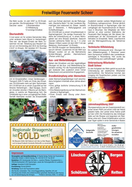 im Landkreis Sigmaringen - Feuerwehr Krauchenwies