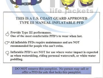 Think Safe Booklet for Inflatable Yoke PFD
