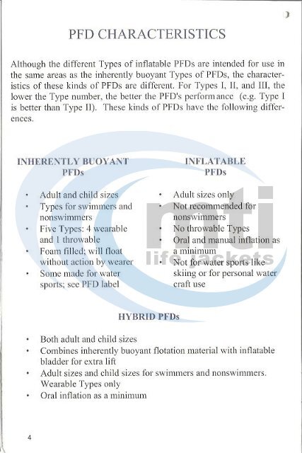 Think Safe Booklet for Inflatable Yoke PFD