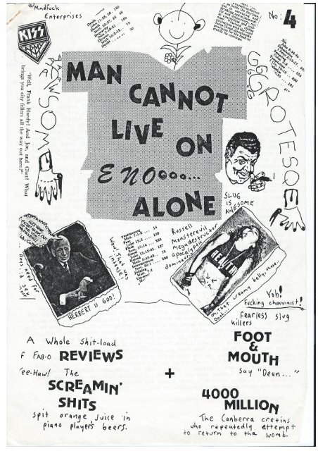 Man Cannot Live on Eno Alone Fanzine, Issue 4, 1984