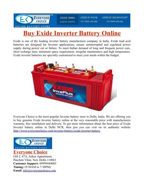 Buy Exide Inverter Battery Online