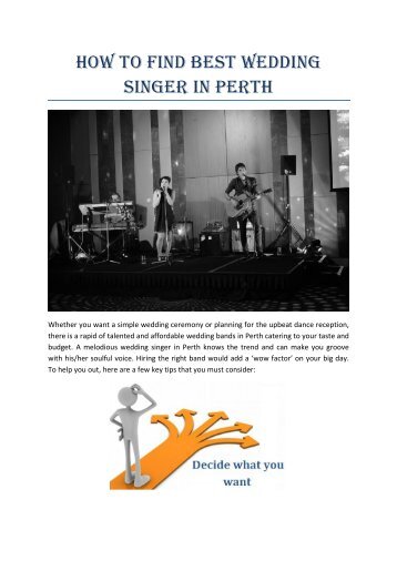 How to find best Wedding singer in Perth