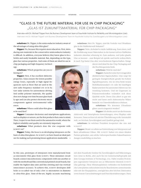 Technology Magazine "SCHOTT solutions" Edition 1/2016