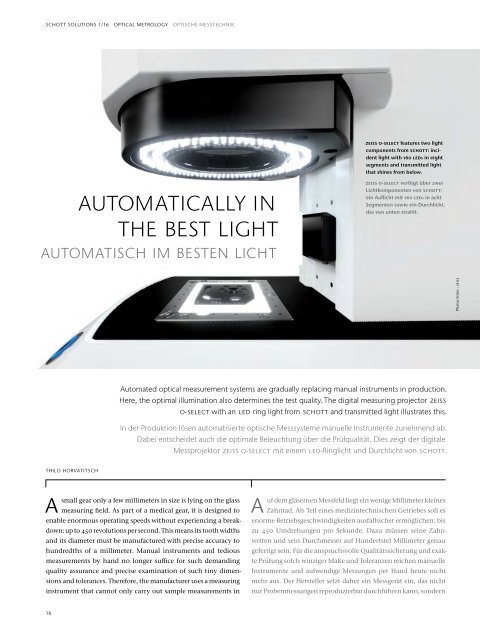 Technology Magazine "SCHOTT solutions" Edition 1/2016