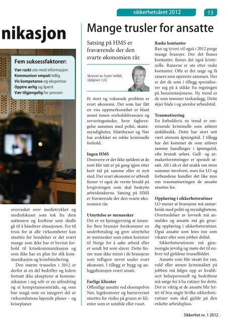 Sikkerhet nr. 1 / 2012