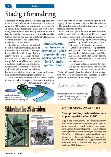 Sikkerhet nr. 1 / 2012
