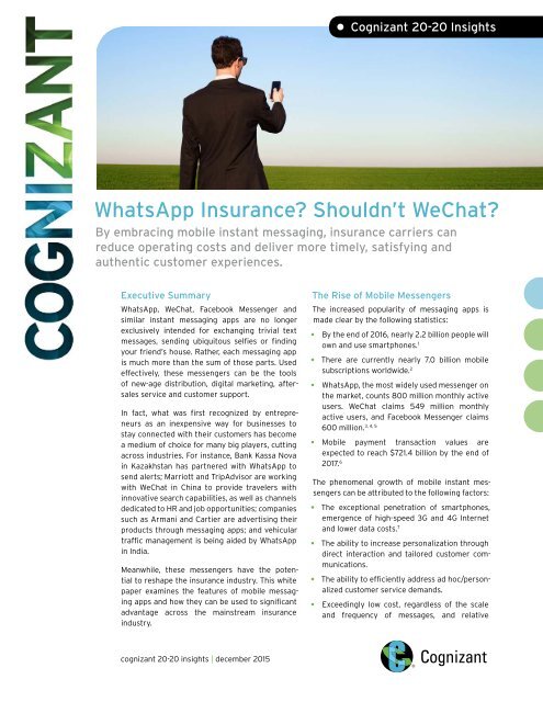 • WhatsApp Insurance? Shouldn’t WeChat?