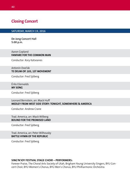 Sing'n'Joy Provo 2016 - Program Book