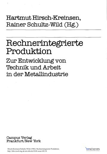 Hartmut Hlrsch-Kreinsen, Rainer Schultz-Wild - ISF München