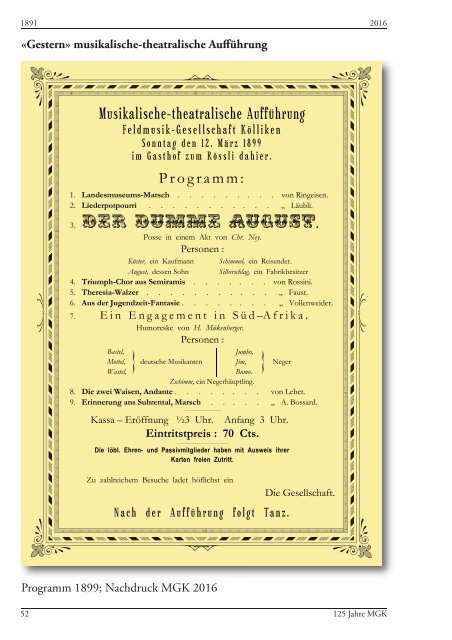 Jubiläumsschrift 125 Jahre Musikgesellschaft Kölliken