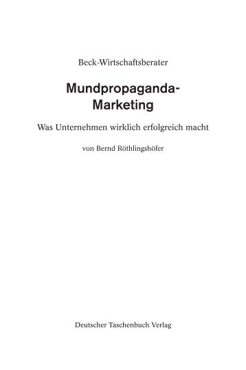 Mundpropaganda- Marketing - Bernd Röthlingshöfer