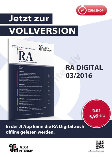 RA 03/2016 - Entscheidung des Monats