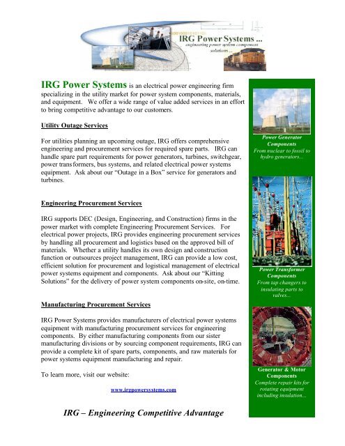 Engineering Competitive Advantage - IRG Power Systems