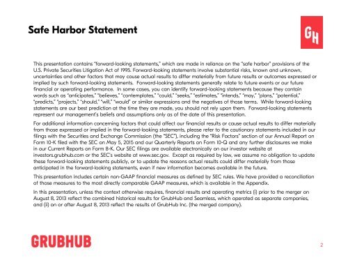 Grubhub Investor Presentation