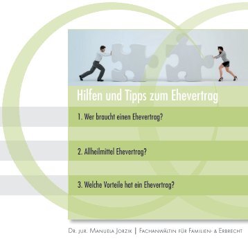 Hilfen und Tipps zum Ehevertrag - Dr. Manuela Jorzik - Fachanwältin für Familienrecht und Erbrecht