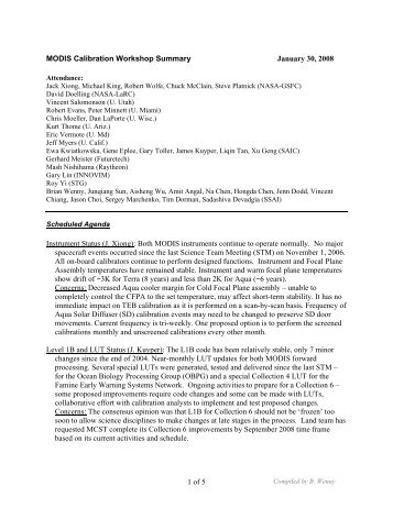 MsWG meeting minutes - MODIS Characterization Support Team ...