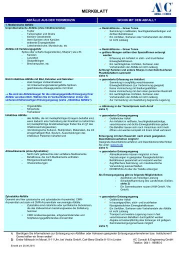 Merkblatt für Zahnarztpraxen und Zahnkliniken - Die AC