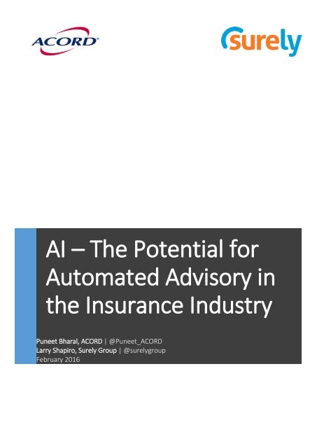 AI – The Potential for Automated Advisory in the Insurance Industry
