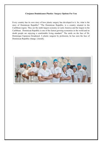 Cirujanos Dominicanos Plastico  Surgery Options For You
