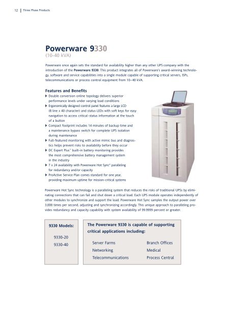 Powerware UPS product catalog - Power & Systems Innovations