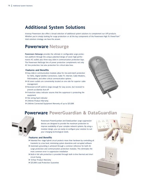 Powerware UPS product catalog - Power & Systems Innovations