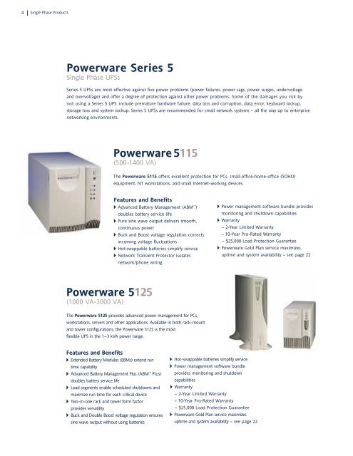 Powerware UPS product catalog - Power & Systems Innovations