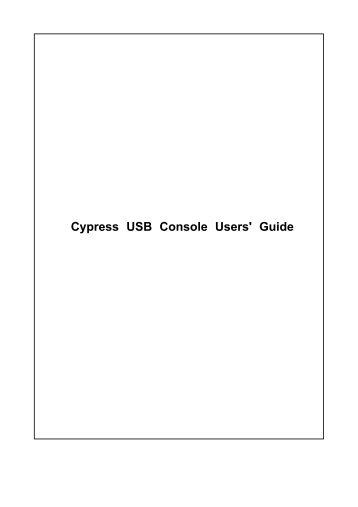 Cypress USB Console Users' Guide - COSMIAC