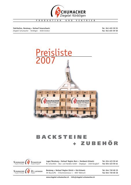 Preisliste 2007 - Ziegelei Schumacher