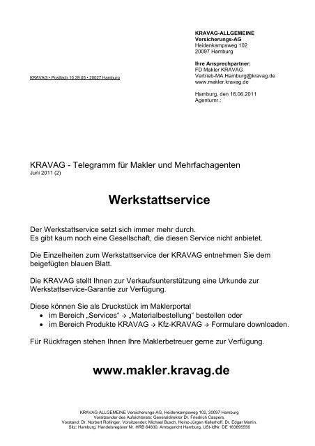 Werkstattservice Www Makler Kravag De R V Maklerportal